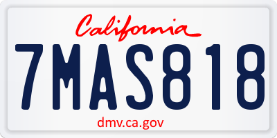 CA license plate 7MAS818