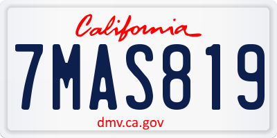 CA license plate 7MAS819