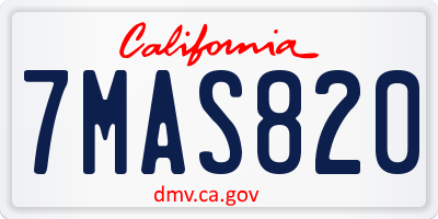 CA license plate 7MAS820