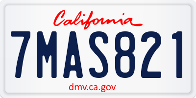CA license plate 7MAS821