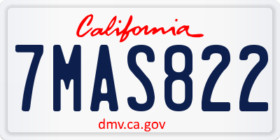 CA license plate 7MAS822