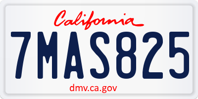 CA license plate 7MAS825