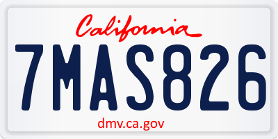 CA license plate 7MAS826