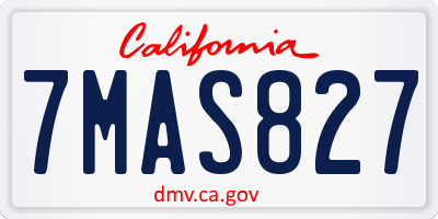 CA license plate 7MAS827