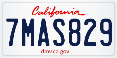 CA license plate 7MAS829