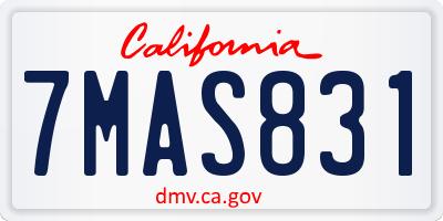 CA license plate 7MAS831