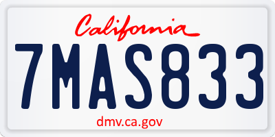 CA license plate 7MAS833