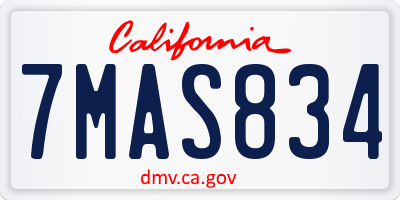 CA license plate 7MAS834
