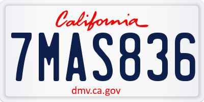 CA license plate 7MAS836