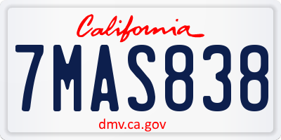 CA license plate 7MAS838