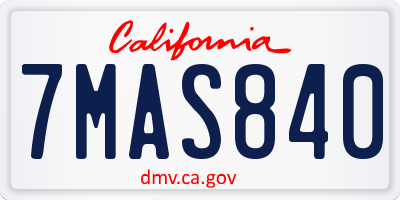 CA license plate 7MAS840