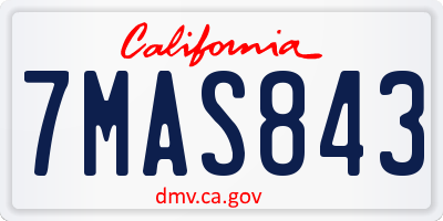 CA license plate 7MAS843