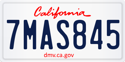 CA license plate 7MAS845