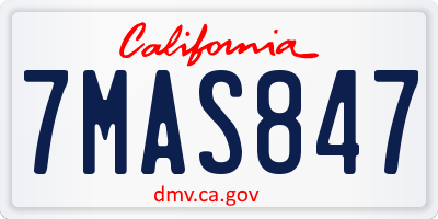 CA license plate 7MAS847