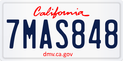 CA license plate 7MAS848