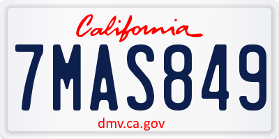 CA license plate 7MAS849