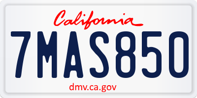 CA license plate 7MAS850