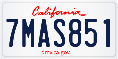 CA license plate 7MAS851