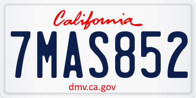CA license plate 7MAS852