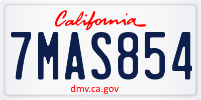 CA license plate 7MAS854