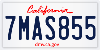 CA license plate 7MAS855