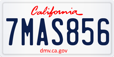 CA license plate 7MAS856
