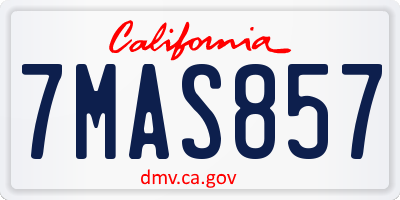 CA license plate 7MAS857