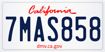 CA license plate 7MAS858