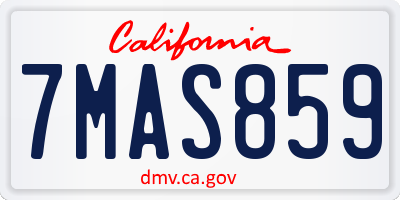 CA license plate 7MAS859