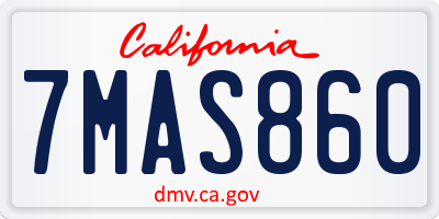 CA license plate 7MAS860