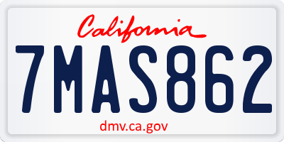 CA license plate 7MAS862