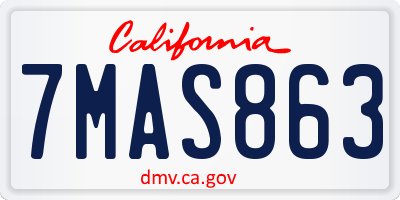 CA license plate 7MAS863