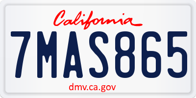 CA license plate 7MAS865