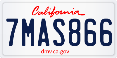 CA license plate 7MAS866