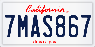 CA license plate 7MAS867