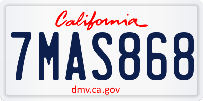 CA license plate 7MAS868