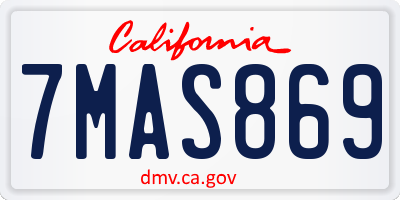 CA license plate 7MAS869