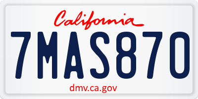 CA license plate 7MAS870