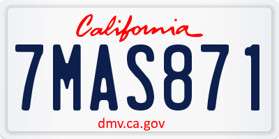 CA license plate 7MAS871