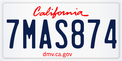 CA license plate 7MAS874