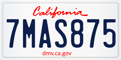 CA license plate 7MAS875