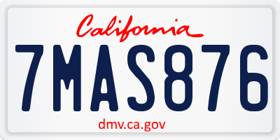 CA license plate 7MAS876