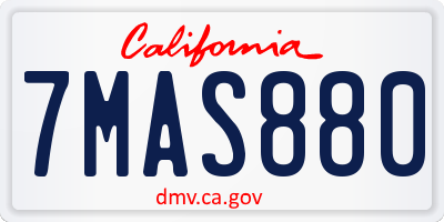 CA license plate 7MAS880