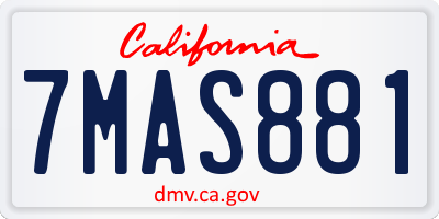 CA license plate 7MAS881