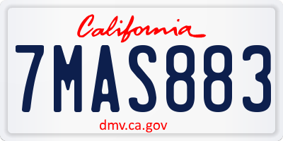 CA license plate 7MAS883