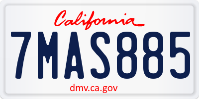 CA license plate 7MAS885