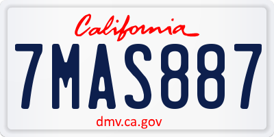 CA license plate 7MAS887