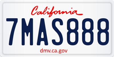 CA license plate 7MAS888