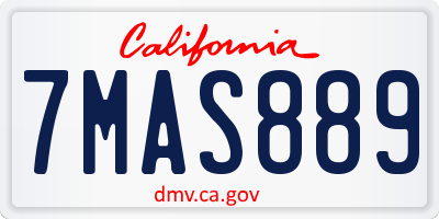 CA license plate 7MAS889