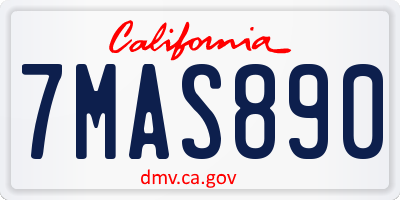 CA license plate 7MAS890
